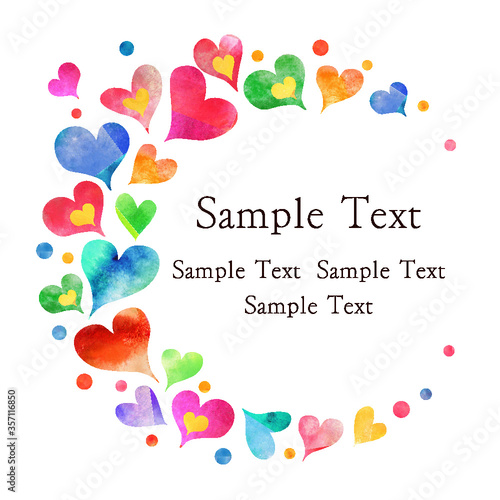 水彩ハート_丸フレーム