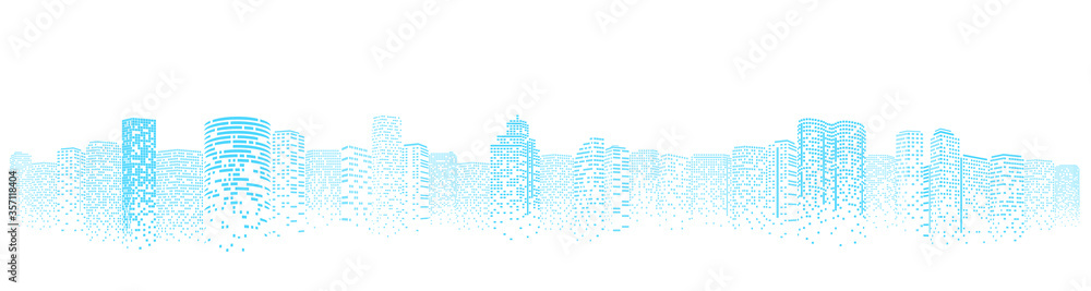 Futuristic night city. Building and urban vector Illustration, City scene on night time. Design graphic for web page or banner.