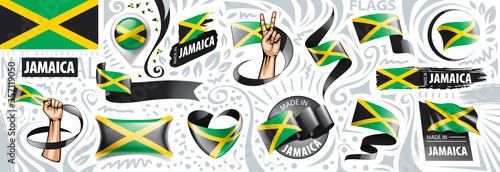 Vector set of the national flag of Jamaica in various creative designs