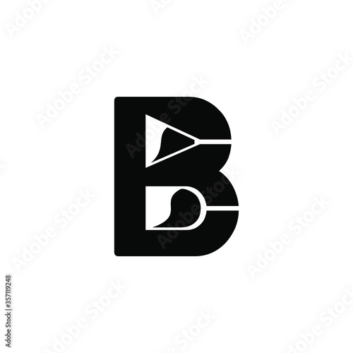 initial b with glass cocktail or bar vector logo