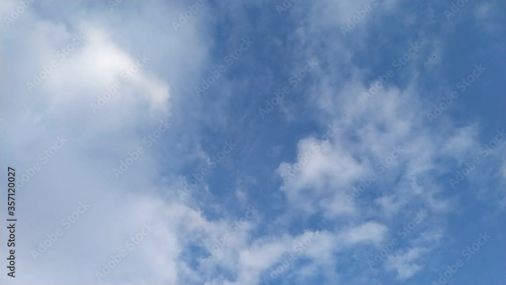 white  rainy cloud flying in the blue sky 