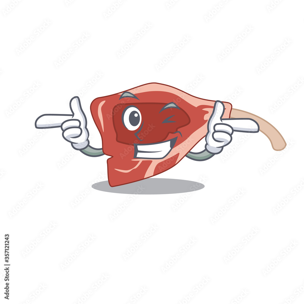 Cartoon design of lamb chop showing funny face with wink eye Cartoon design of lamb chop showing funny face with wink eye