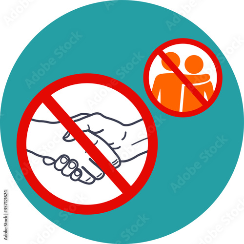 Stop shaking hands and hugging signs.
No handshake. No hugging. No direct contact.