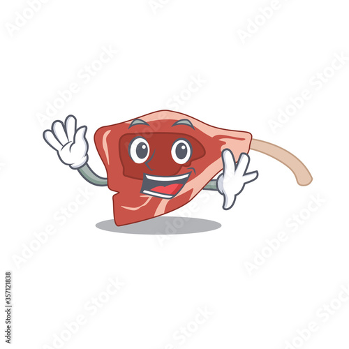 A charming lamb chop mascot design style smiling and waving hand