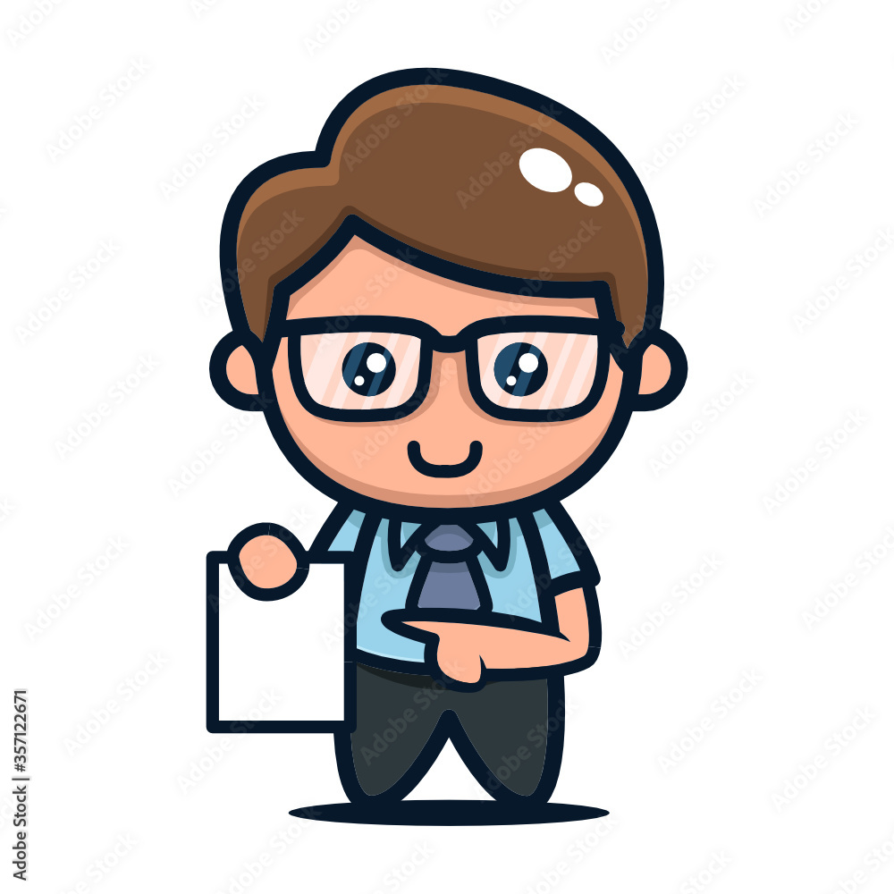 Cute geek nerd student mascot design illustration vector template