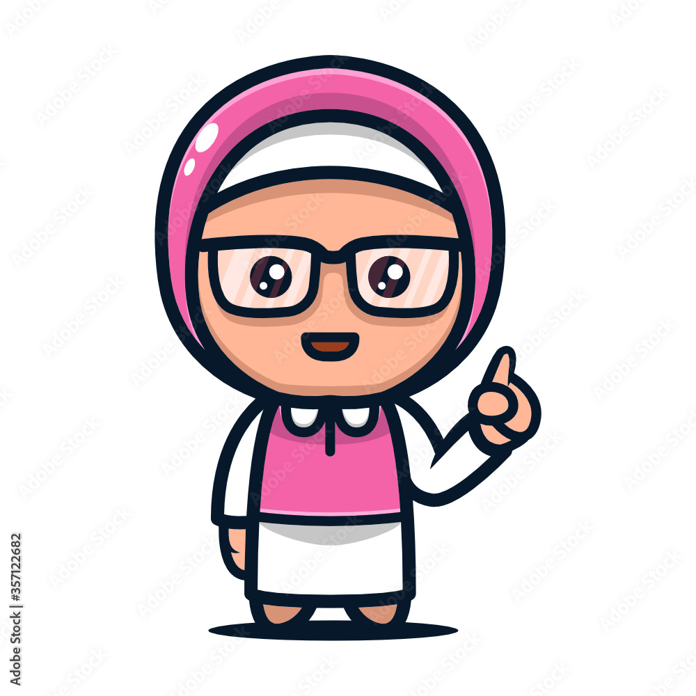 Cute hijab girl geek mascot design illustration vector template Cute hijab girl geek mascot design illustration vector template