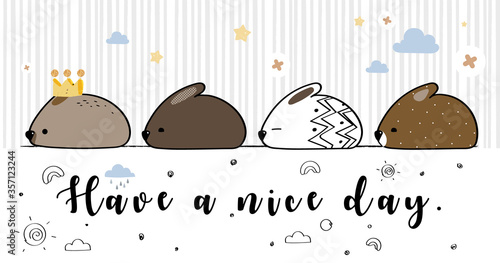 Cute mousy family cartoon doodle cover element