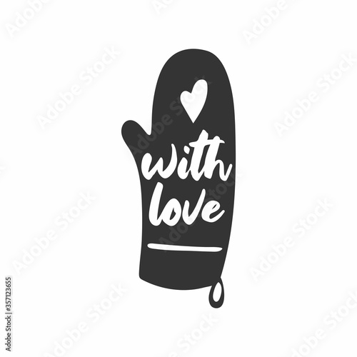 With love. Badges, labels and logo elements, retro symbols for bakery shop, cooking club, cafe, or home cooking. Vector emblem