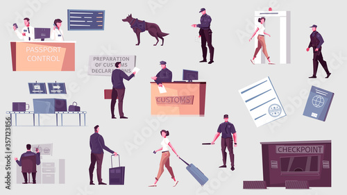 Customs Control Icon Set