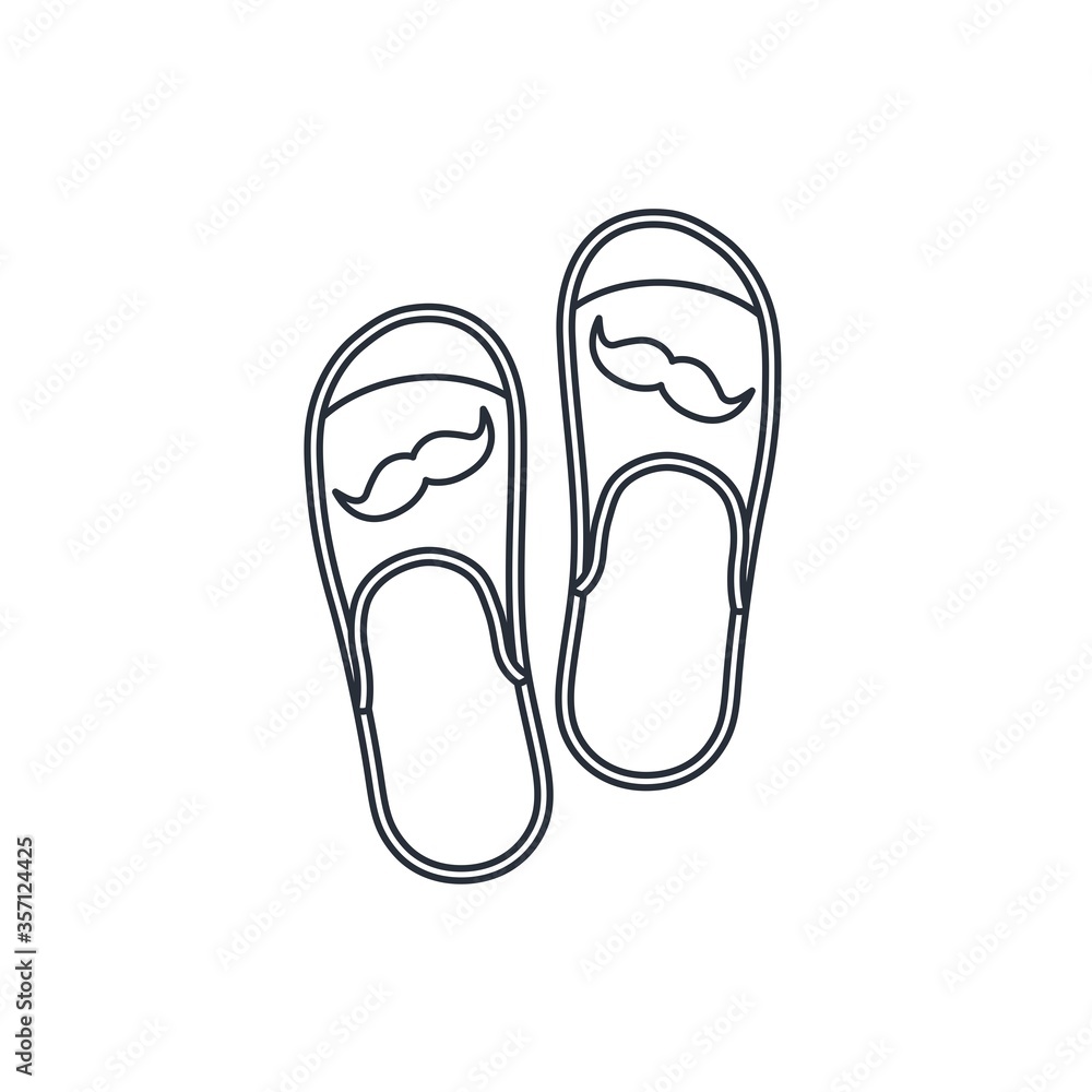 Men's slippers. Vector linear icon isolated on white background. Men's slippers. Vector linear icon isolated on white background.