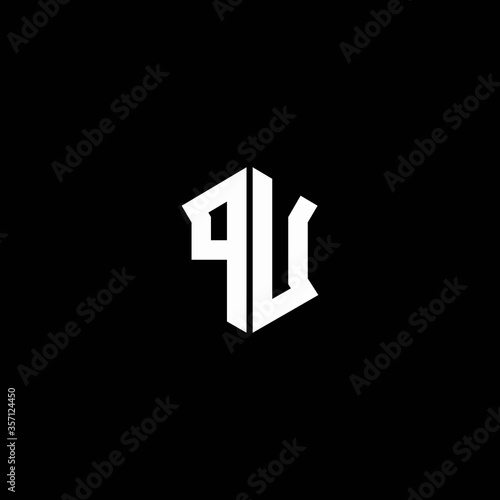 pu logo monogram with shield shape design template