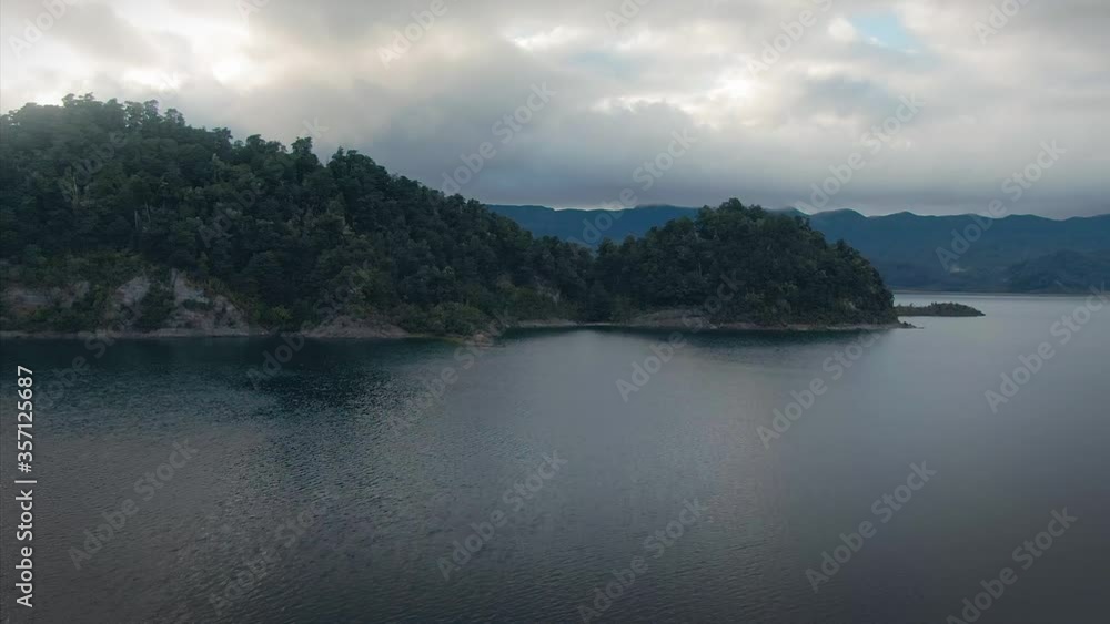 Aerial: flying over Lake Waikaremoana, New Zealand Aerial: flying over Lake Waikaremoana, New Zealand