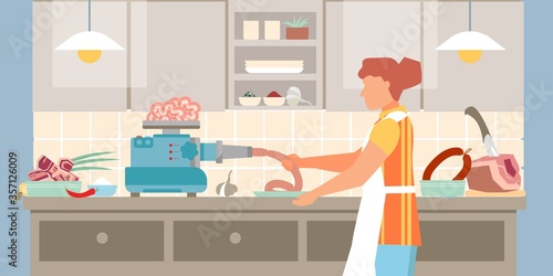 Homemade Sausage Flat Composition