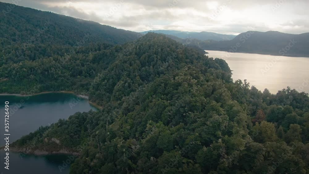 Aerial: flying over Lake Waikaremoana, New Zealand Aerial: flying over Lake Waikaremoana, New Zealand