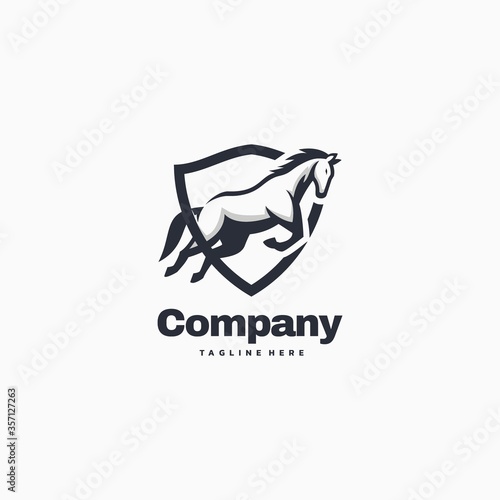 Vector Logo Illustration Horse Company Simple Mascot Sty