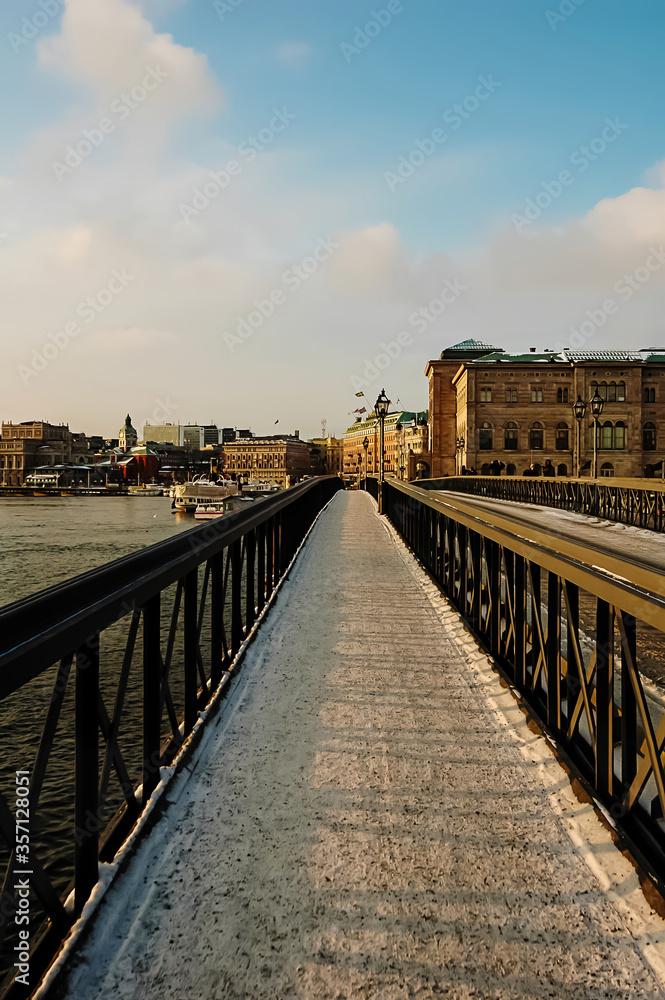 Sweden - Stockholm - Strandvagen  : View Of Strandvagen Bridge In Sweden At Sunset 