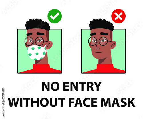 No entry without face mask signs.
