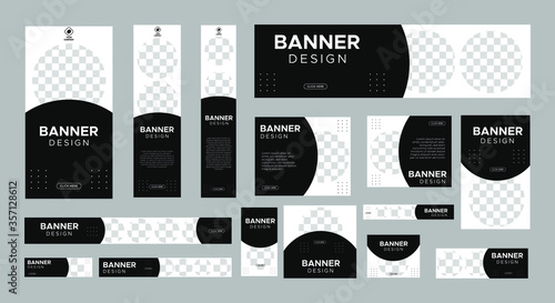 set of creative web banners of standard size with a place for photos. Business ad banner. Vertical, horizontal and square template. vector illustration EPS 10