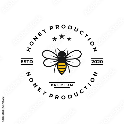 bee logo concept, honey product design template