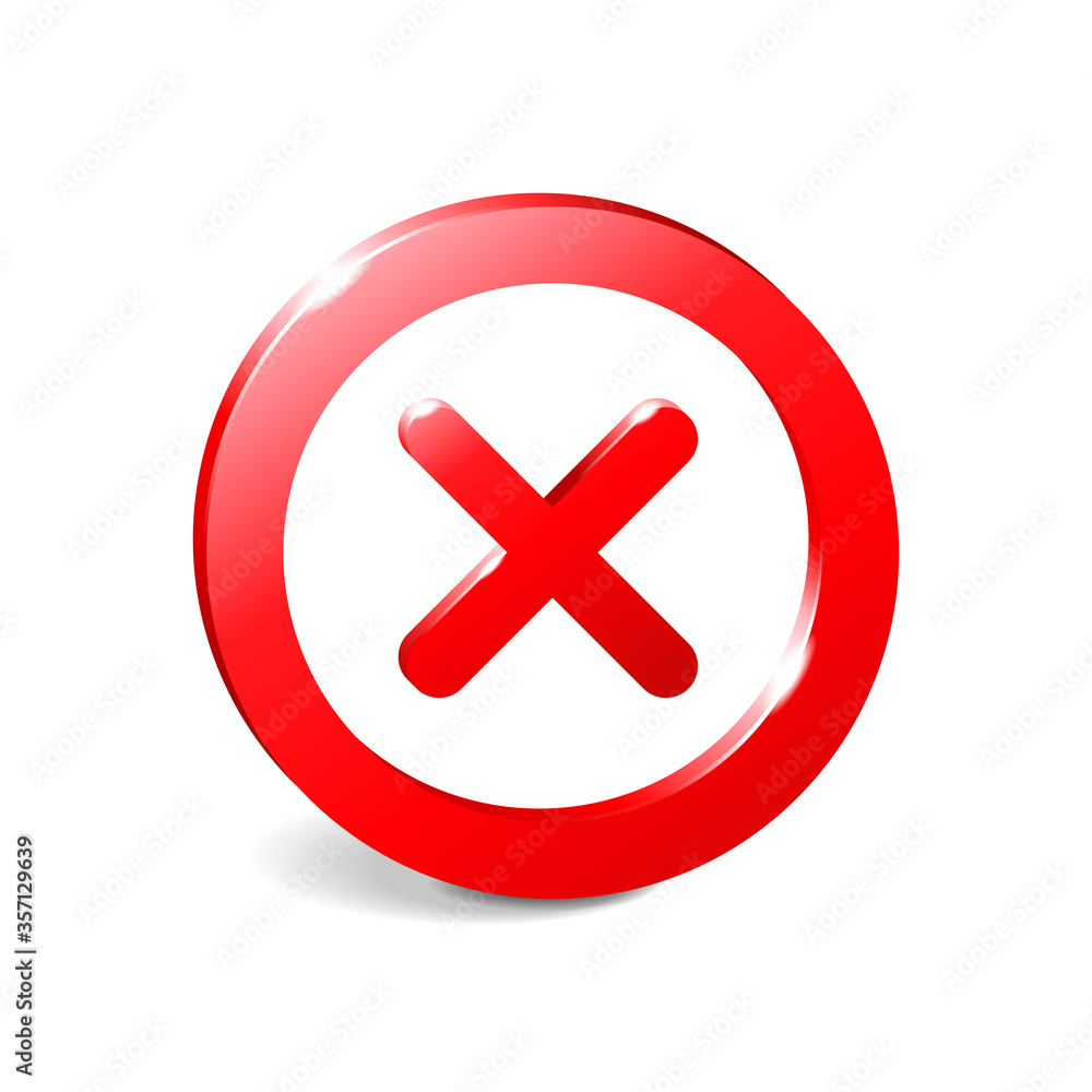 Prohibit sign 3D empty template - crosser out red prohibition caution circle in extruded glossy decoration - isolated vector element Prohibit sign 3D empty template - crosser out red prohibition caution circle in extruded glossy decoration - isolated vector element