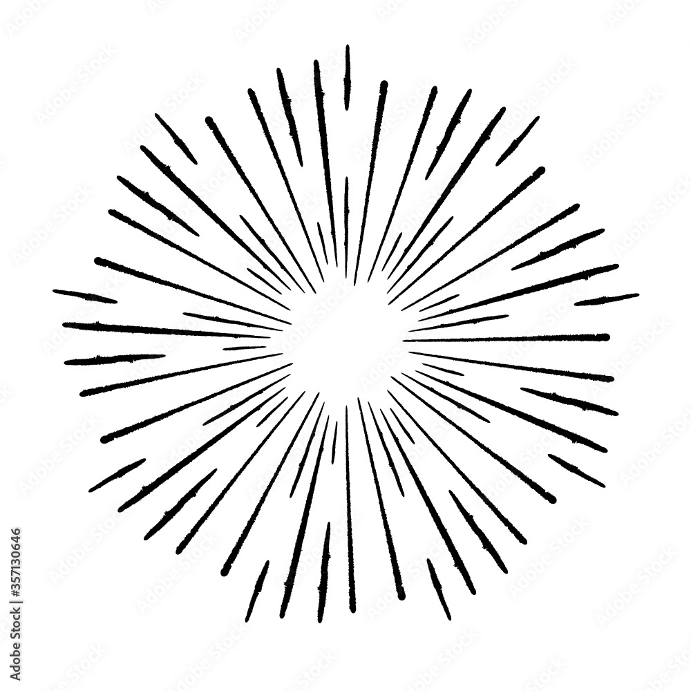 Obraz premium Radial Lines in Circle Form for comic books . Explosion background . Vector Illustration . Vintage round Logo . Handwritten Design element . Abstract Geometric shape . Sunburst .