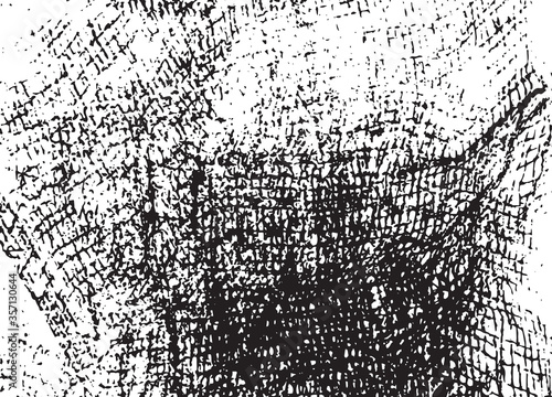 Grunge texture of soft gauze cotton fabric. Abstract monochrome background of coarse crumpled fabric. Vector illustration.