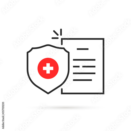 health insurance with thin line shield