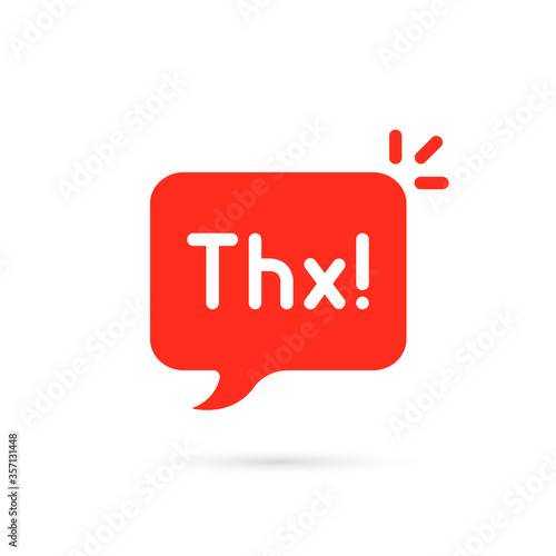red bubble icon with thank you text