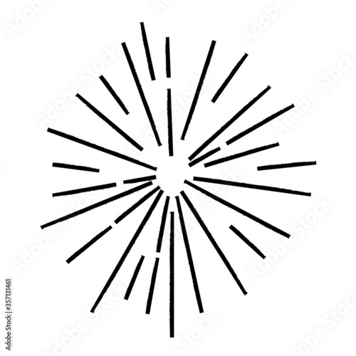 Radial Lines in Circle Form for comic books . Explosion background . Vector Illustration . Vintage round Logo . Handwritten Design element . Abstract Geometric shape . Sunburst .