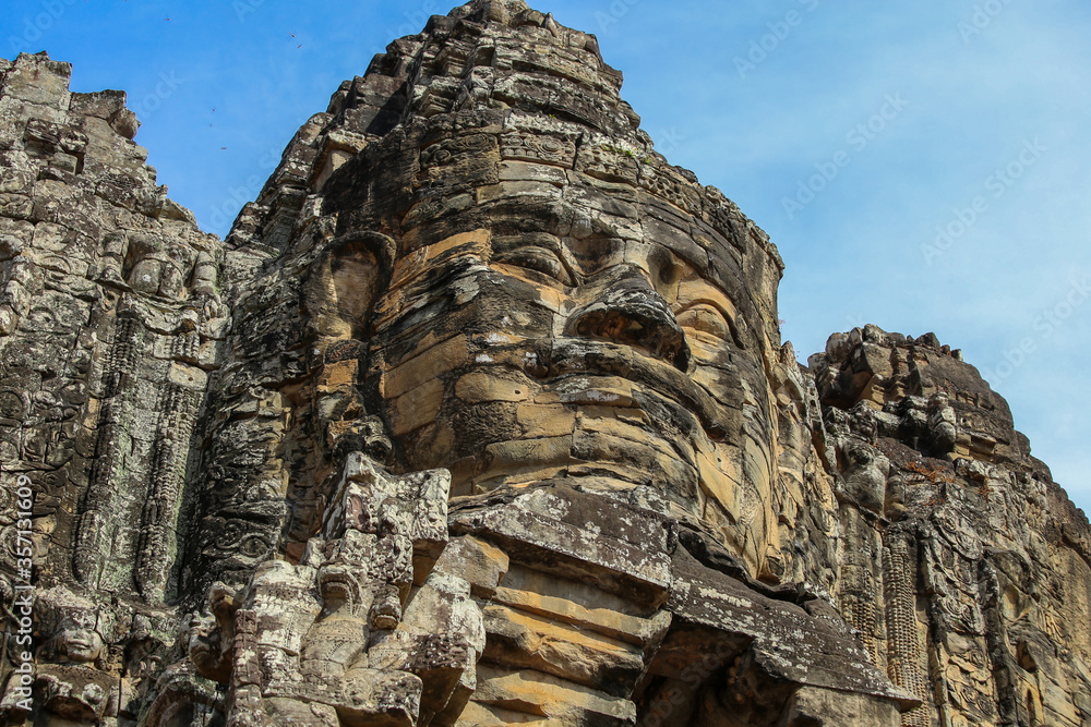 Bayon Temple, known for the ancient smiling faces at Angkor Watt, Cambodia