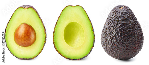 Print op canvas Avocado isolated on white background