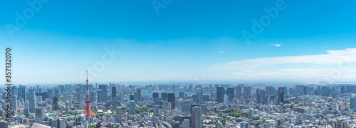 (東京都-風景パノラマ)青空とお台場方面風景２