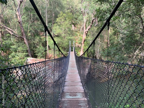 suspension bridge across a river in the national oark