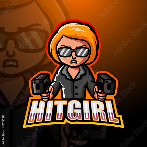 Mafia hitgirl mascot esport logo design