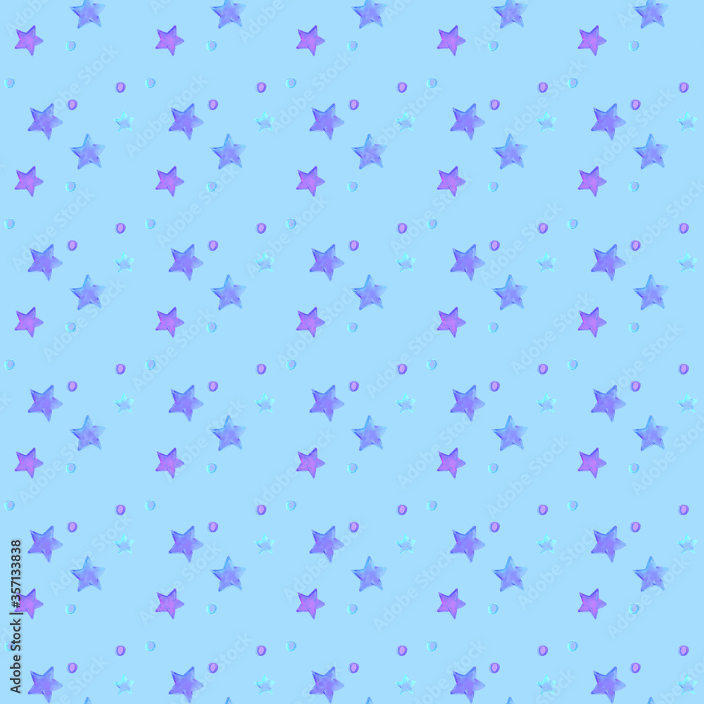 シームレスパターン・水色の星柄背景