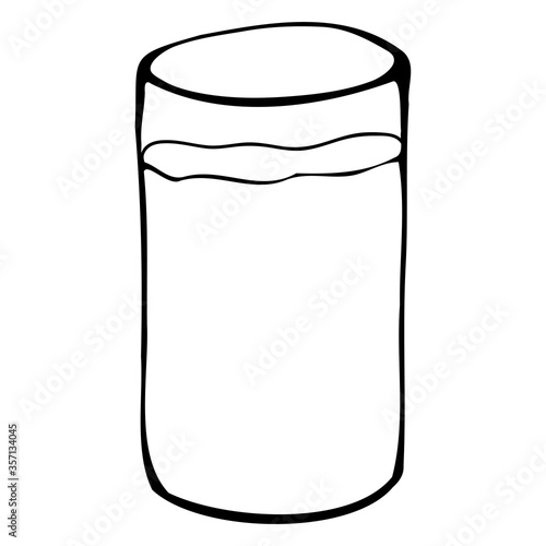 Hand drawn doodle glass. Contour sketch. Vector transparent illustration isolated on white background. Decoration for cards, banner, posters, prints, emblems. © Olena