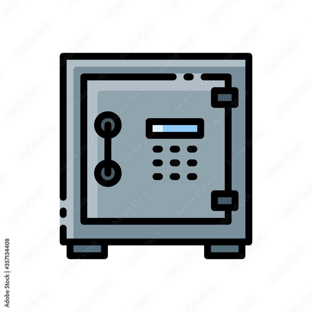 safe box icon in filled line style isolated on white background. EPS 10 safe box icon in filled line style isolated on white background. EPS 10
