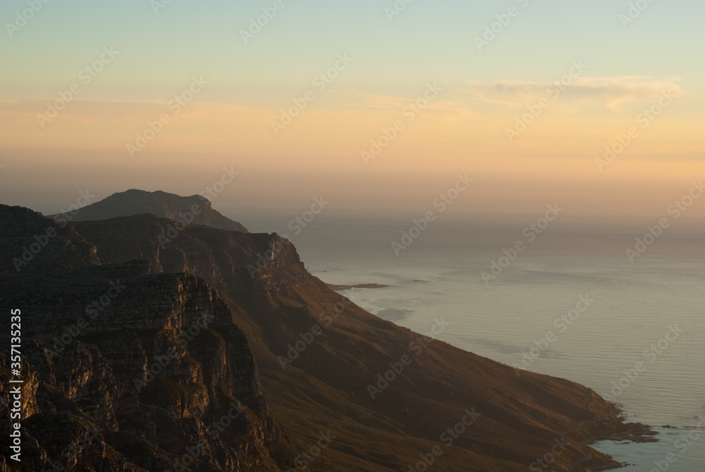 Sunset over the Table Mountain and ocean in Cape Town South Africa Sunset over the Table Mountain and ocean in Cape Town South Africa