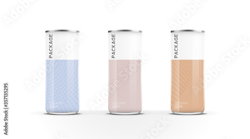Aluminium cans for beer, water, juice energy drink or soda pack mock up template design on white background.vector.