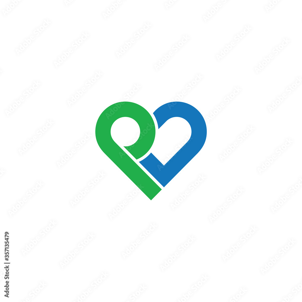 initial letter P and D, PD, DP logo and love monogram line art style design and template initial letter P and D, PD, DP logo and love monogram line art style design and template