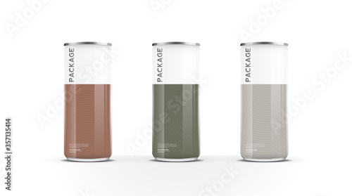 Aluminium cans for beer, water, juice energy drink or soda pack mock up template design on white background.vector.