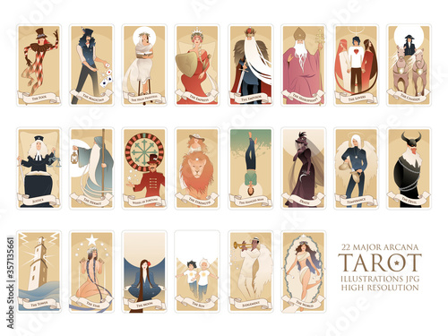 Photo 22 Major arcana of the tarot in full, isolated on white background