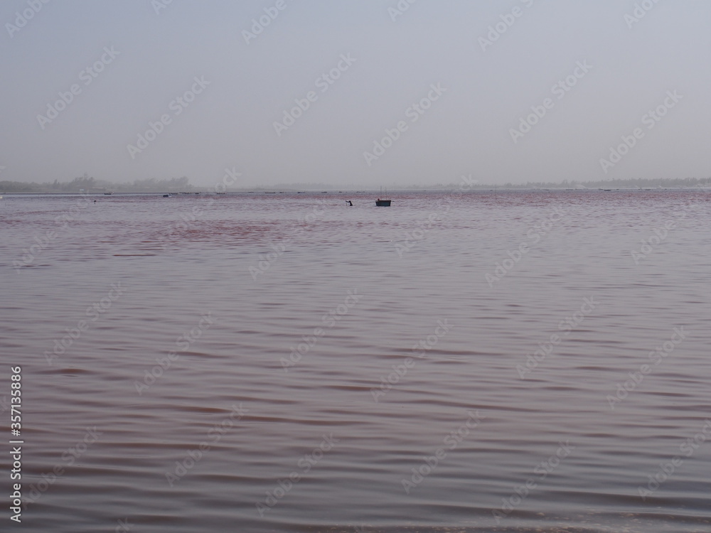 Slightly reddish pink lake, Lac Rose, Dakar, Senegal