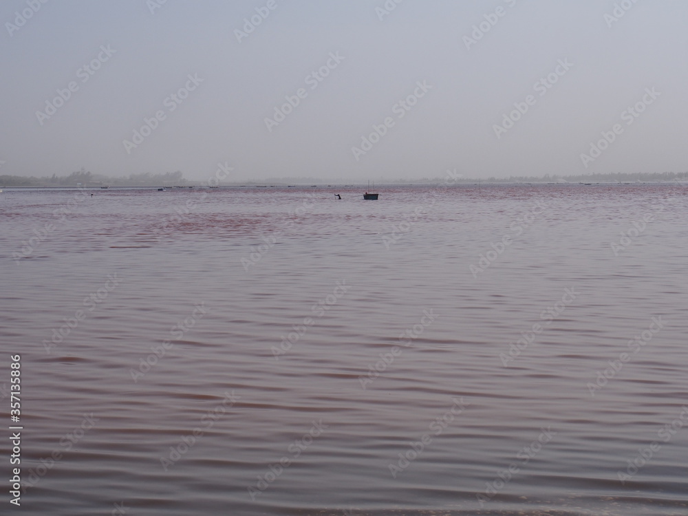 Slightly reddish pink lake, Lac Rose, Dakar, Senegal Slightly reddish pink lake, Lac Rose, Dakar, Senegal