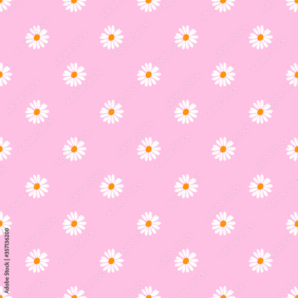 pink pattern with white daisies