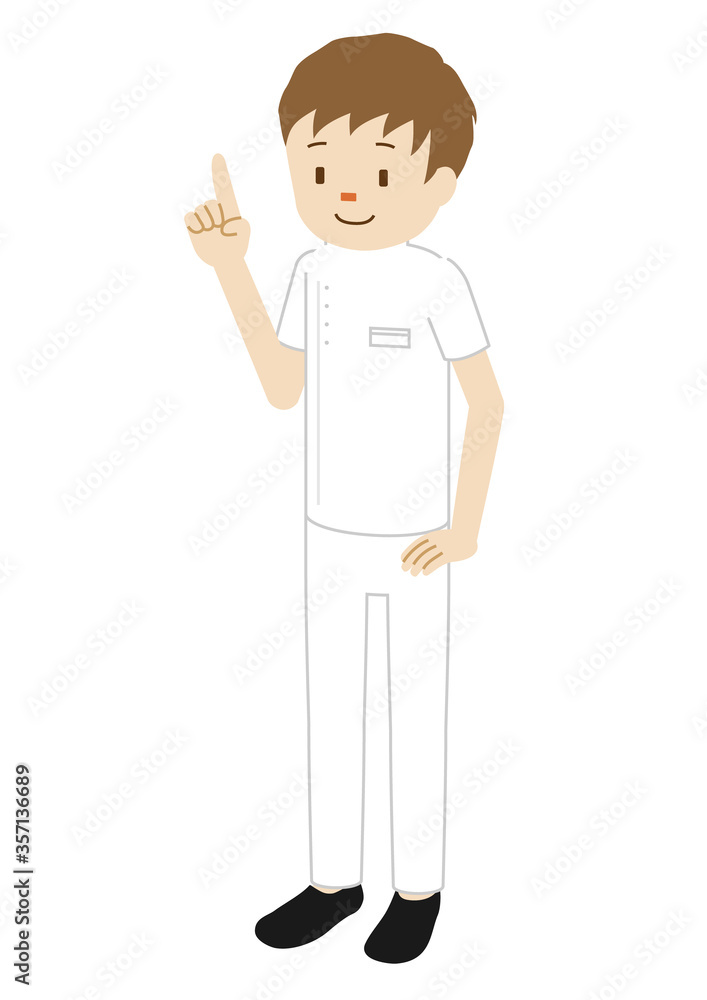 Illustration of a male medical worker (physiotherapist) (pointing pose)