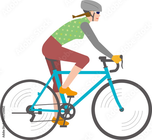 ロードバイク自転車に乗る女性