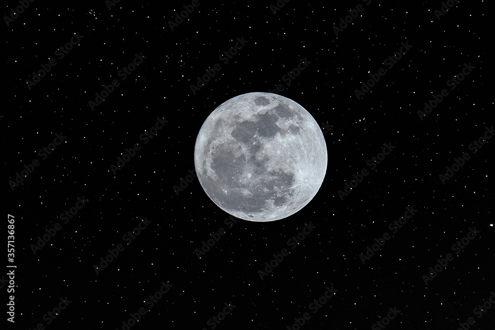 Full moon in the dark sky with many stars. Full moon in the dark sky with many stars.
