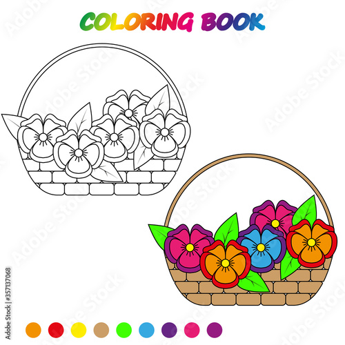 coloring book.  Coloring  page to educate preschool kids .  Game for preschool kids.  Vector cartoon  illustration, worksheet.