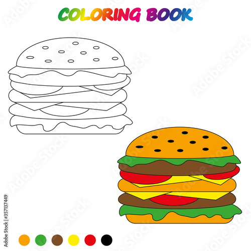 coloring book.  Coloring  page to educate preschool kids .  Game for preschool kids.  Vector cartoon  illustration, worksheet.